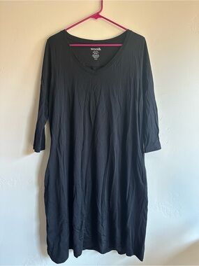 wool& Merino Wool Black V-Neck Women's Dress
